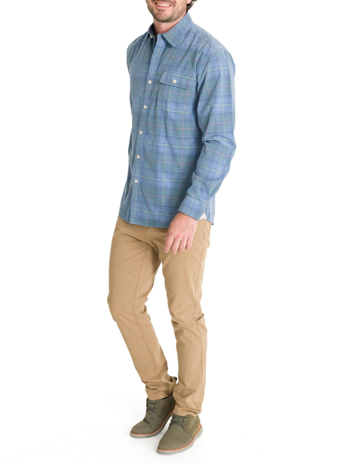 CAMISA ALGODON ORGANICO HOMBRE TARTANCORD AZUL ROCKFORD - 9