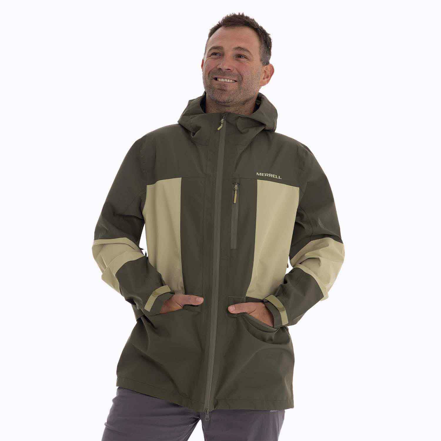 IMPERMEABLE HOMBRE BRAVO HARD SHELL CAFE  OSCURO MERRELL - 1