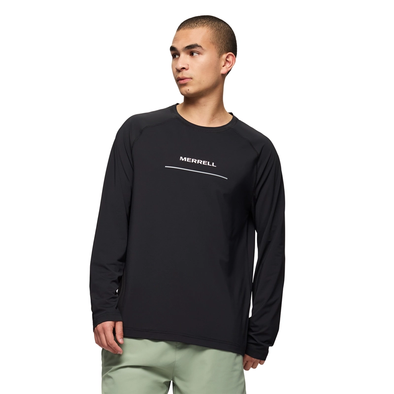 POLERA ML HOMBRE ROWAN LS RAGLAN RUNNING NEGRO MERRELL - 1