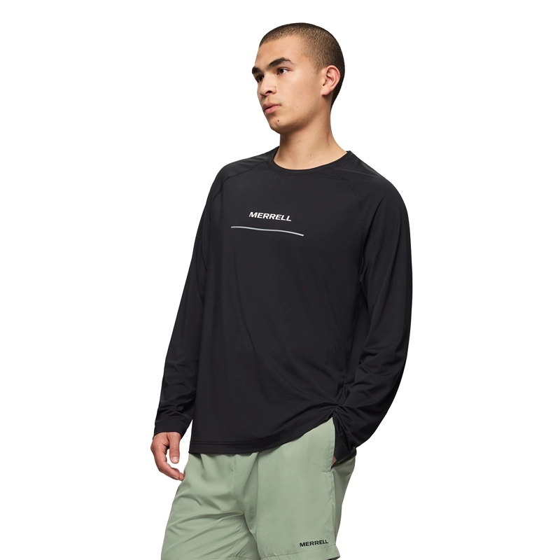 POLERA ML HOMBRE ROWAN LS RAGLAN RUNNING NEGRO MERRELL - 2