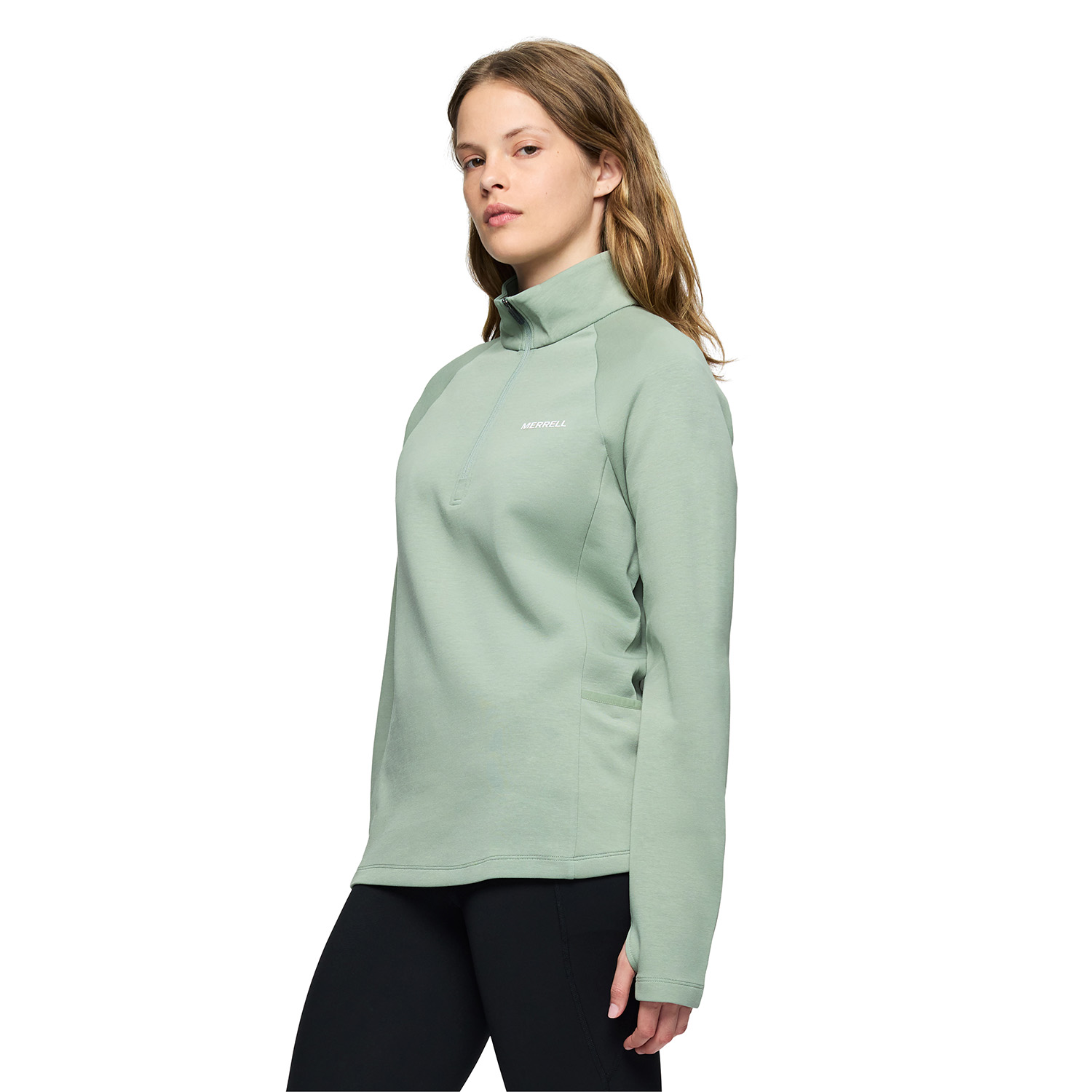 POLAR MUJER RILEY QUARTER MID ZIP LAYER VERDE MERRELL - 2