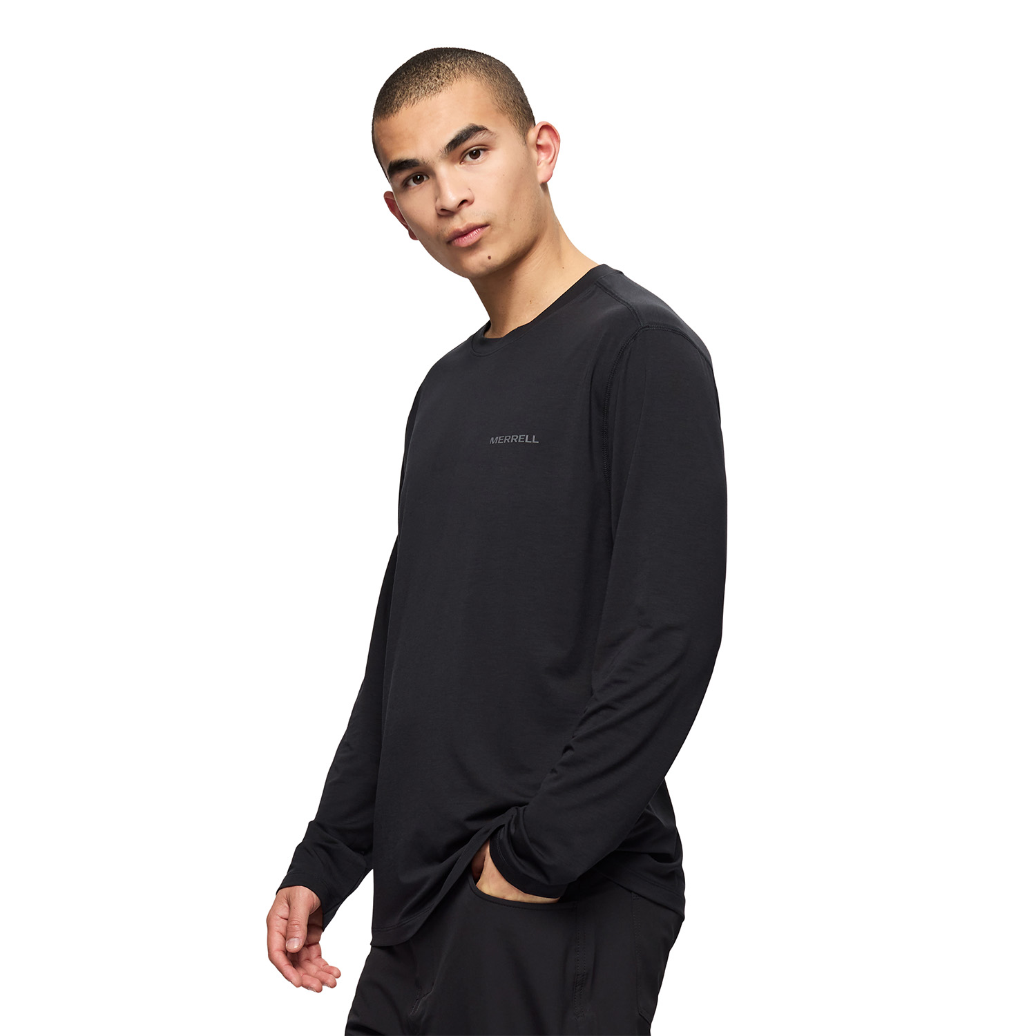 POLERA MANGA LARGA HOMBRE VISTA LS TENCEL NEGRO MERRELL - 2