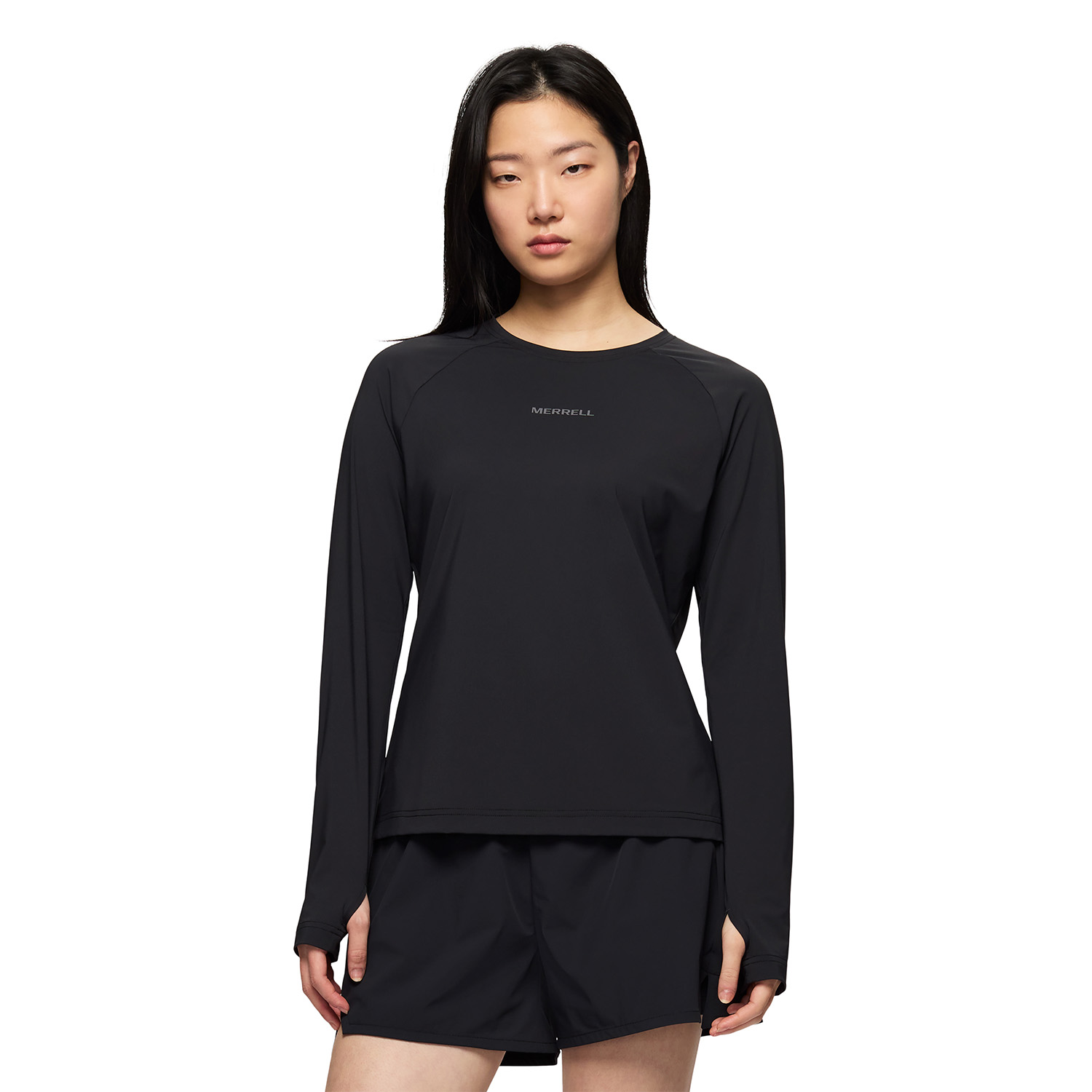 POLERA ML MUJER SAFAN RUNNING LS RAGLAN NEGRO MERRELL - 1