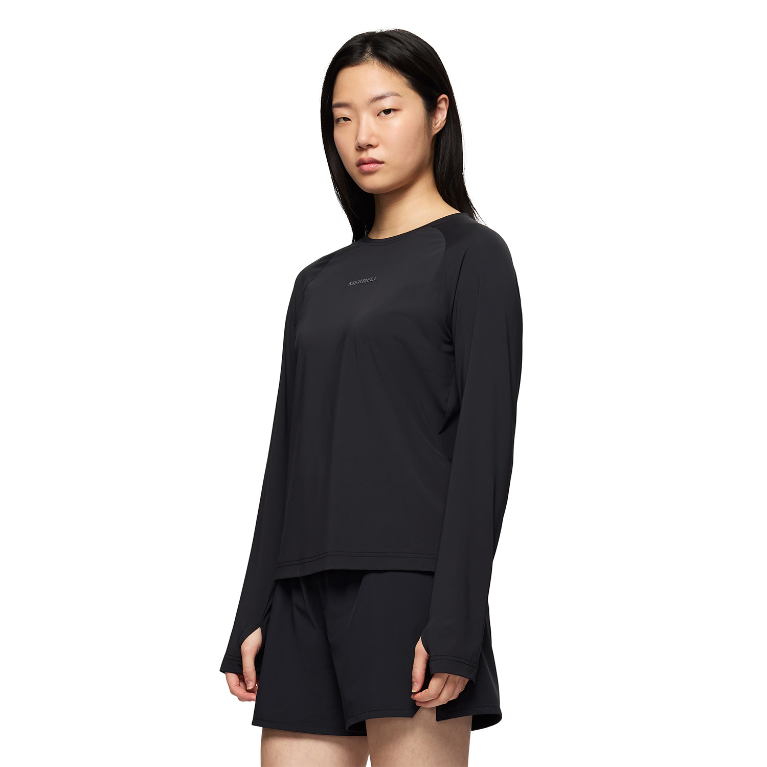 POLERA ML MUJER SAFAN RUNNING LS RAGLAN NEGRO MERRELL - 2