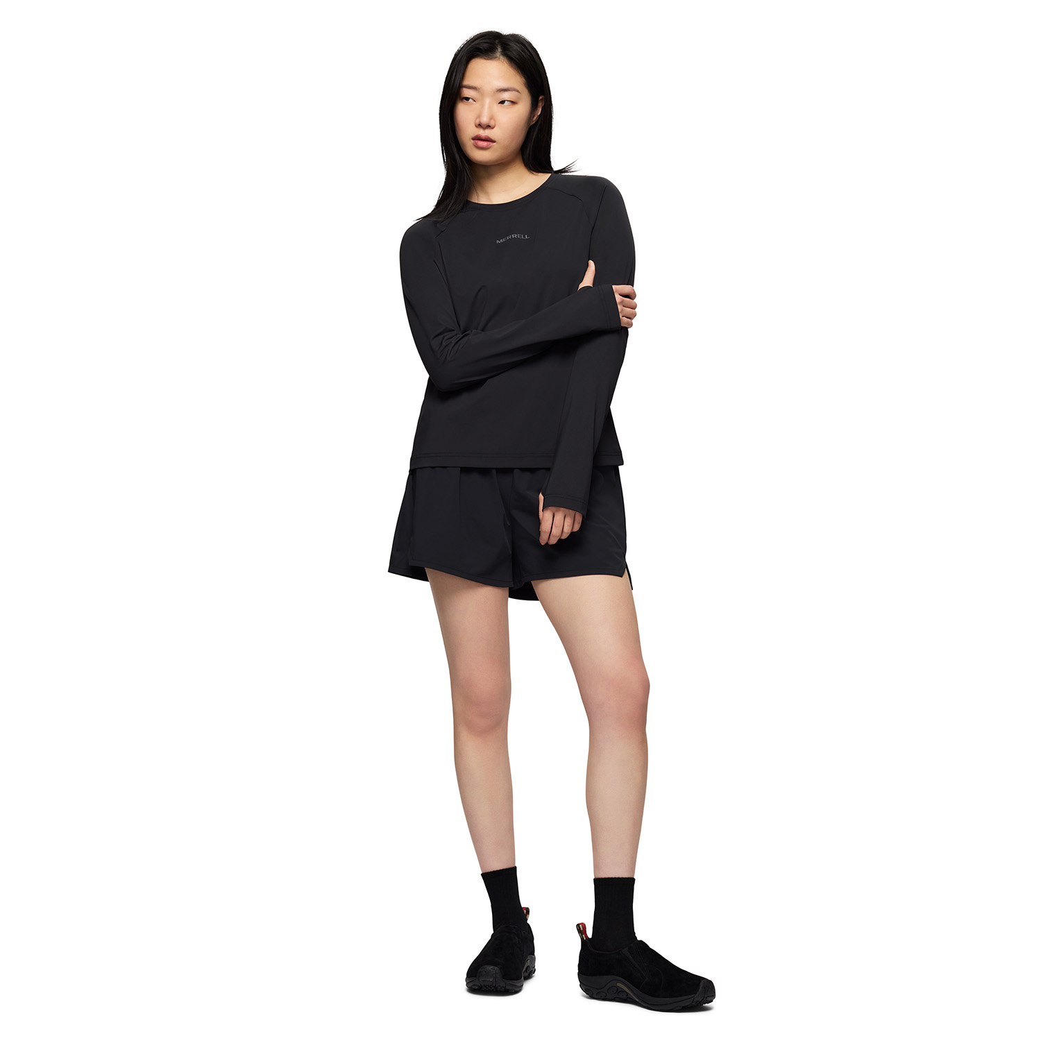 POLERA ML MUJER SAFAN RUNNING LS RAGLAN NEGRO MERRELL - 5