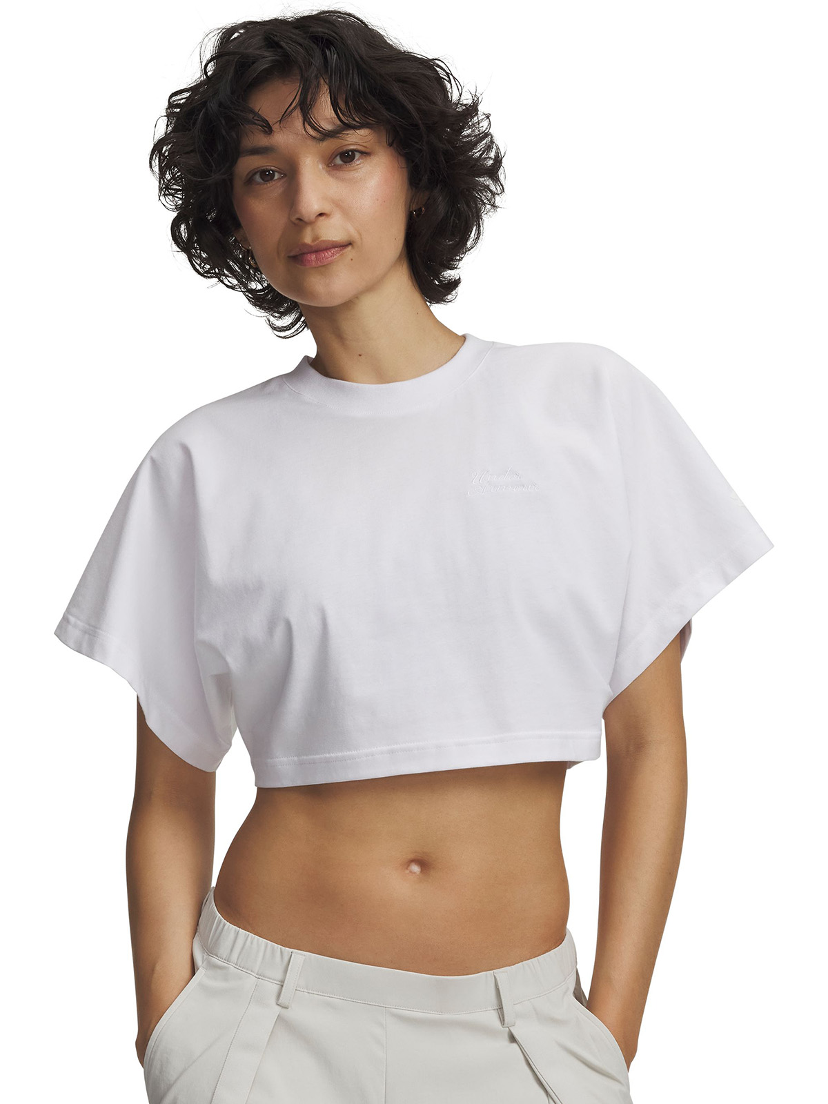 UNDER ARMOUR POLERA M/C MUJER CROPPED SCRIPT SS POLERA BLANCO UNDER ARMOUR