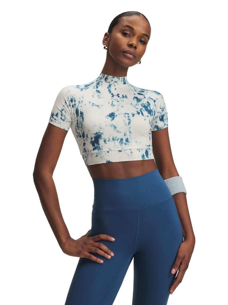 UNDER ARMOUR PRIMERA CAPA SUPERIOR MUJER HEATGEAR PRINT CROP MOCK SS BLANCO UNDER ARMOUR