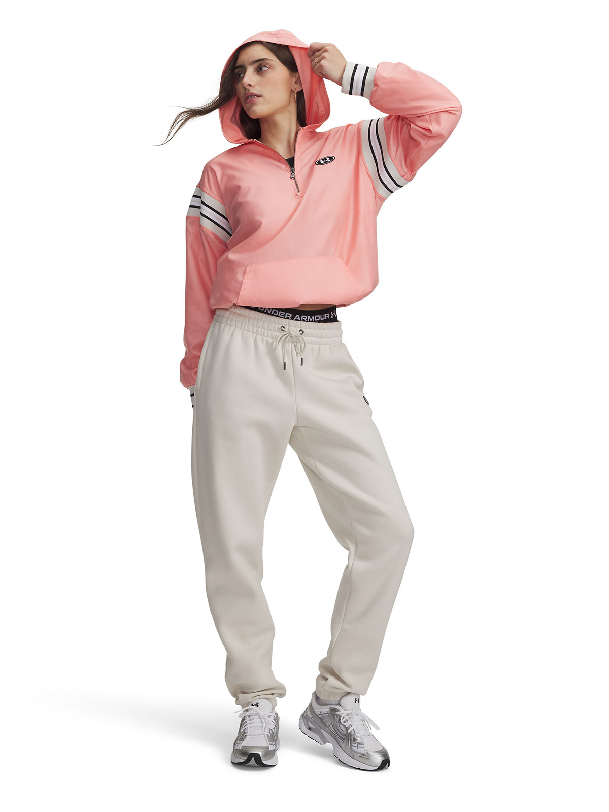 POLERON MUJER ICON WOVEN HERITAGE ¼ ZIP ROSADO UNDER ARMOUR - 4