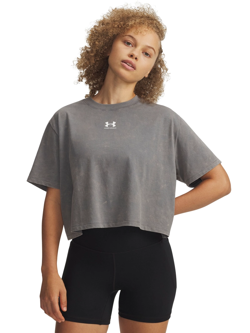 UNDER ARMOUR POLERA M/C MUJER RIVAL BOXY WASH VERDE UNDER ARMOUR