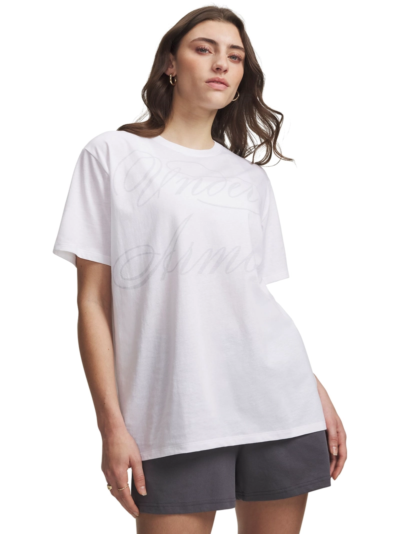 UNDER ARMOUR POLERA M/C MUJER W OVERSIZED SCRIPT SS POLERA BLANCA UNDER ARMOUR