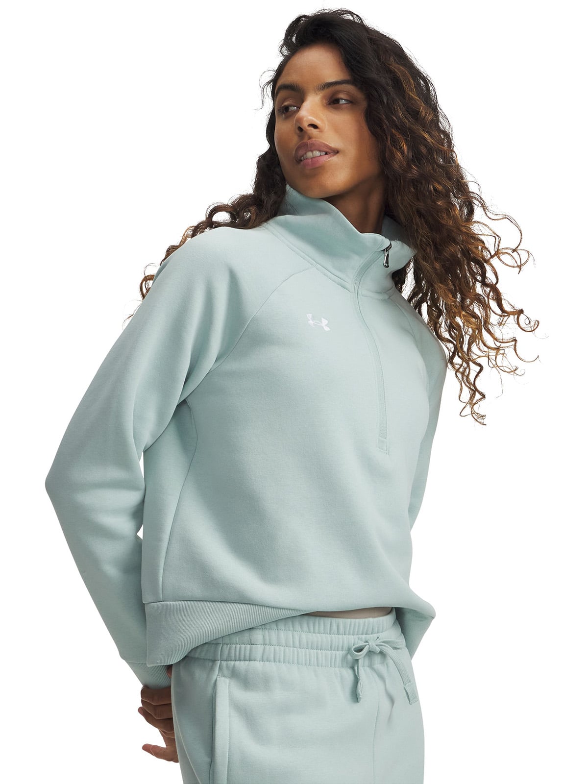 UNDER ARMOUR POLERON MUJER RIVAL FLEECE MEDIO ZIP AZUL UNDER ARMOUR