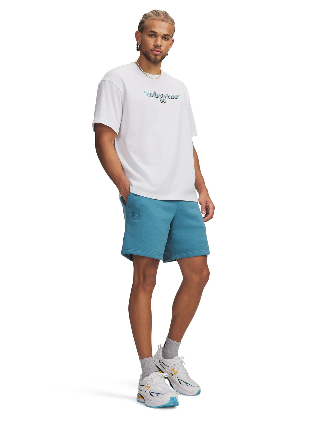 SHORT HOMBRE ICON FLEECE CREW AZUL UNDER ARMOUR - 4