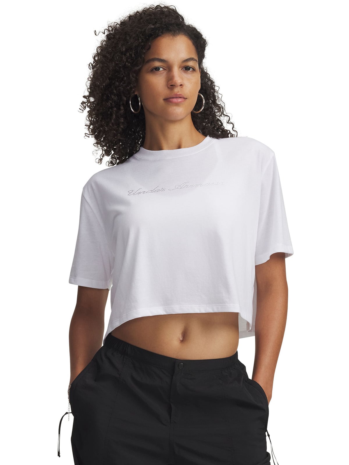 POLERA M/C MUJER W WORDMARK CROP SS POLERA BLANCO UNDER ARMOUR - 1