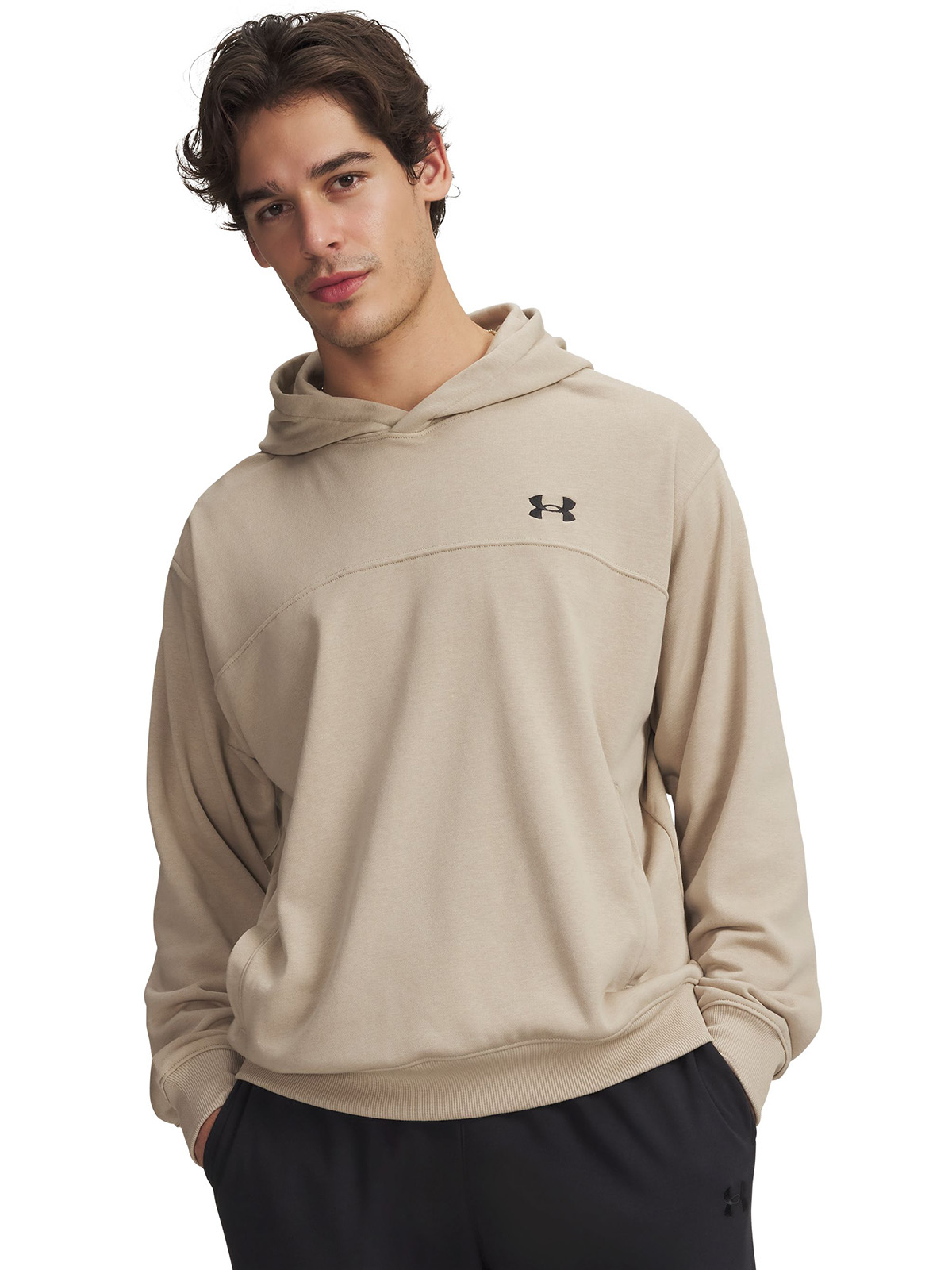 POLERON HOMBRE RIVAL LIGHTWEIGHT HOODIE CAFE  UNDER ARMOUR - 1