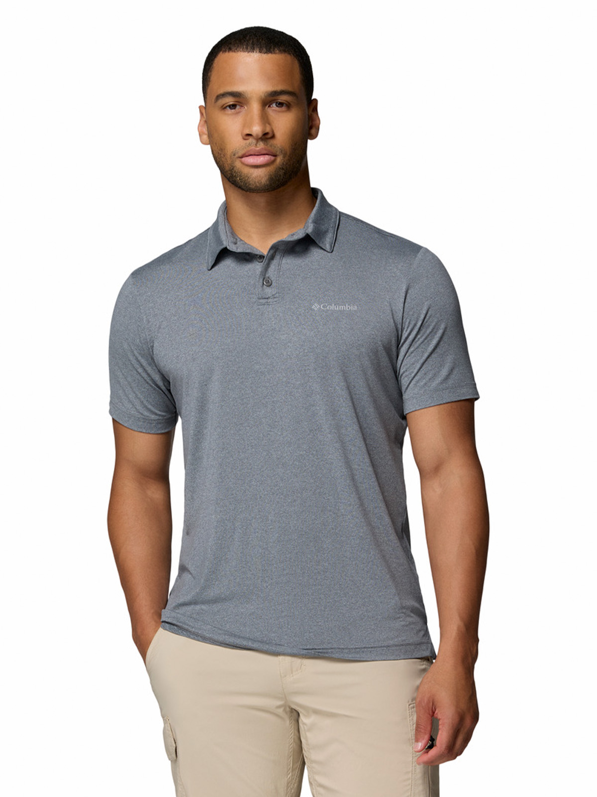 POLERA MANGA CORTA HOMBRE PARSONS POINT GRIS COLUMBIA - 1