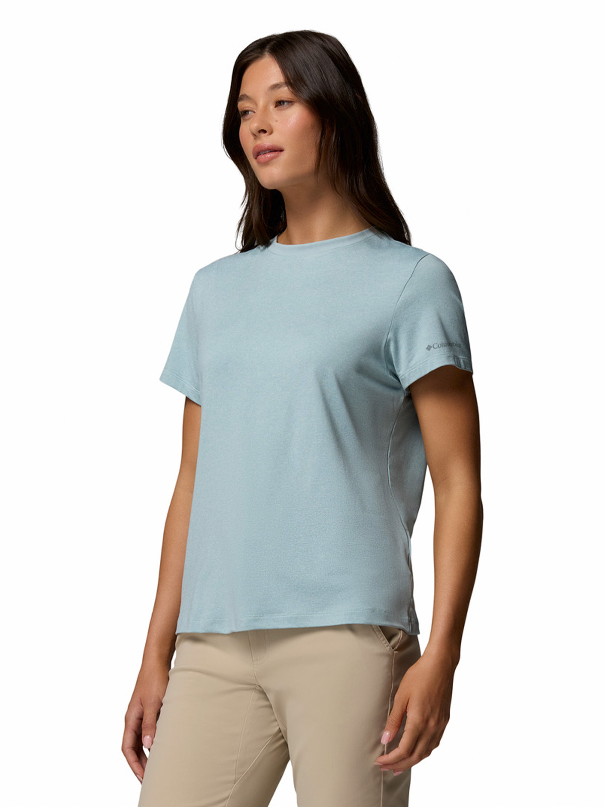 POLERA MC MUJER PARSONS POINT CELESTE COLUMBIA - 2