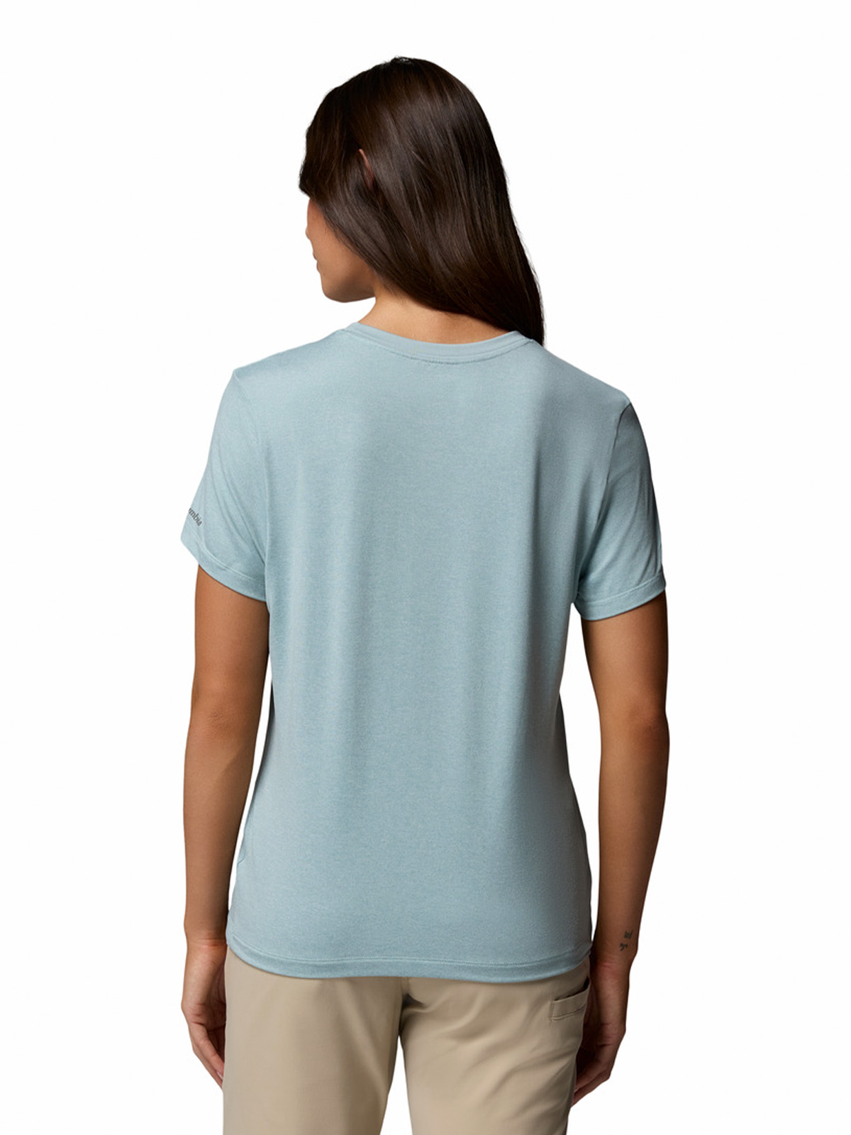POLERA MC MUJER PARSONS POINT CELESTE COLUMBIA - 4