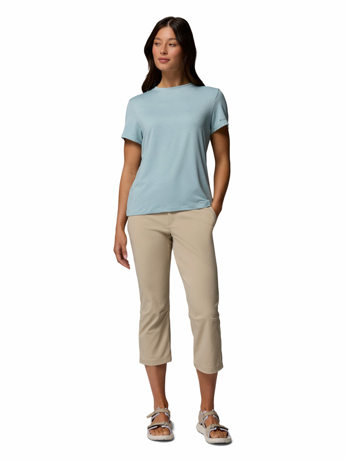 POLERA MC MUJER PARSONS POINT CELESTE COLUMBIA - 6