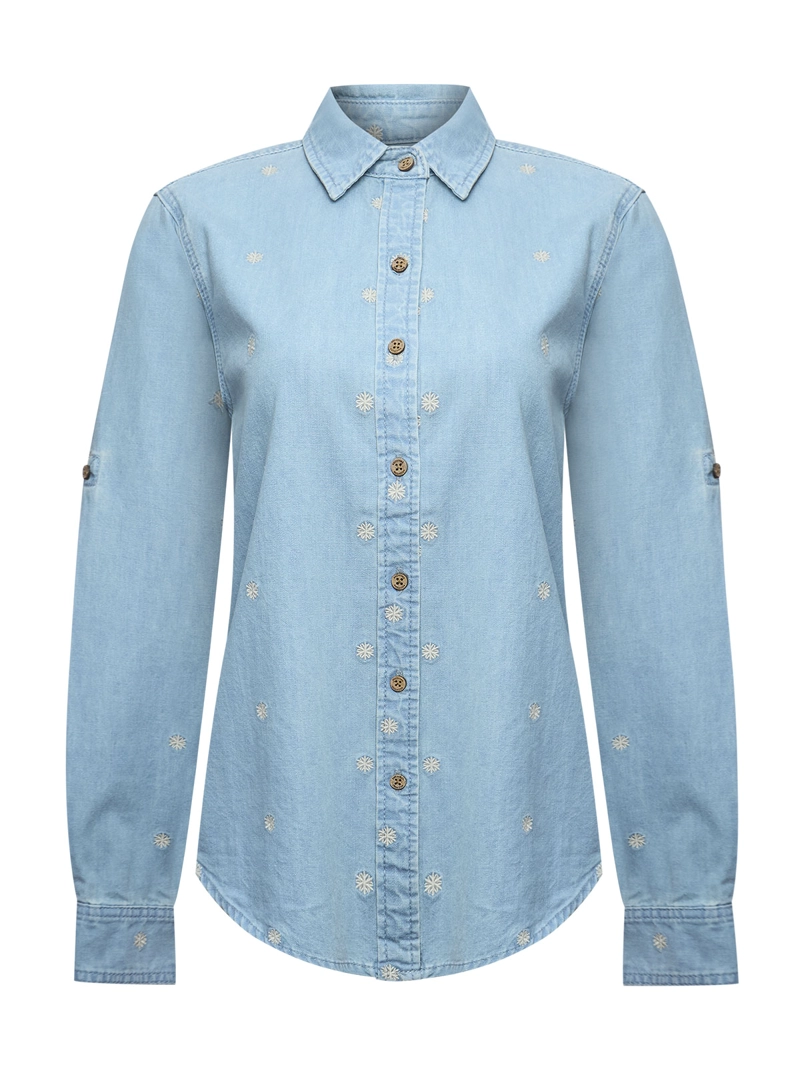 BLUSA ALGODON MUJER SNOWFLEX AZUL ROCKFORD - 1