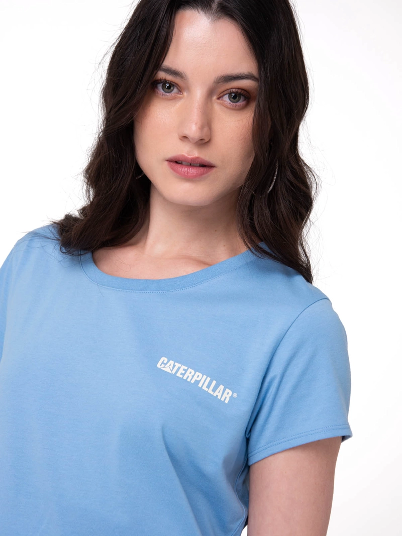 POLERA MC MUJER W CATERPILLAR LOGO T CELESTE CAT - 4
