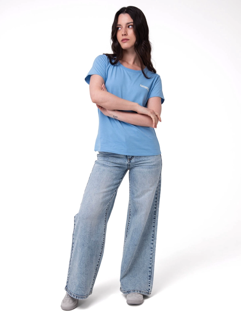 POLERA MC MUJER W CATERPILLAR LOGO T CELESTE CAT - 5