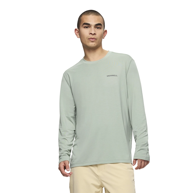 POLERA MANGA LARGA HOMBRE VISTA TENCEL VERDE MERRELL - 1