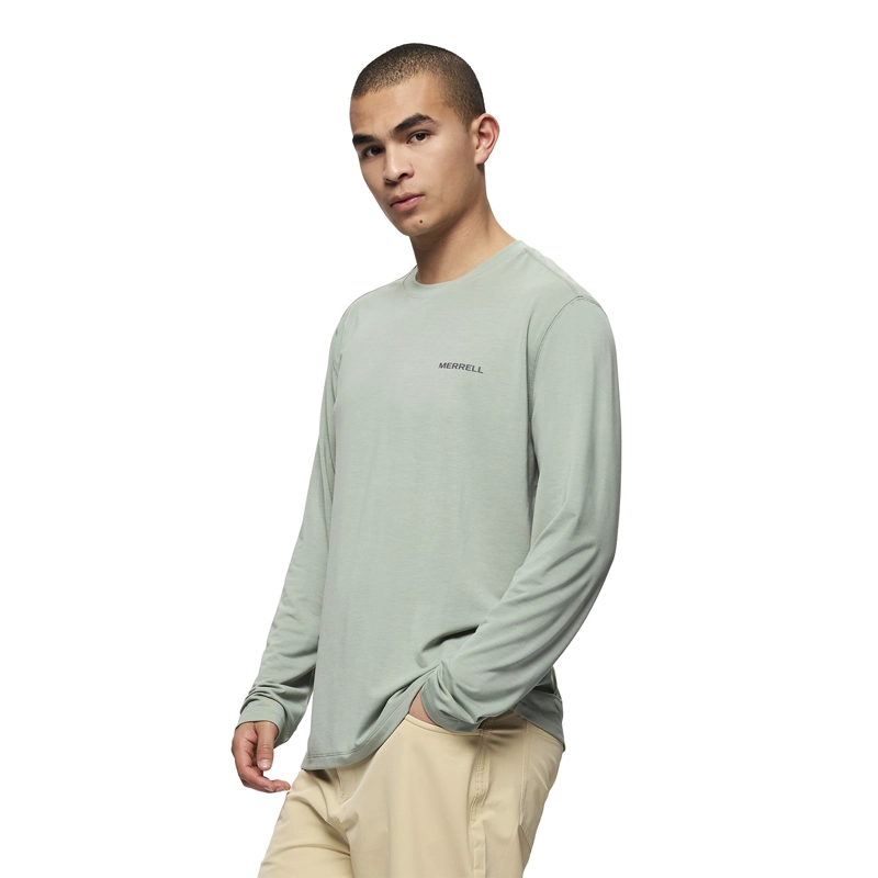 POLERA MANGA LARGA HOMBRE VISTA TENCEL VERDE MERRELL - 2