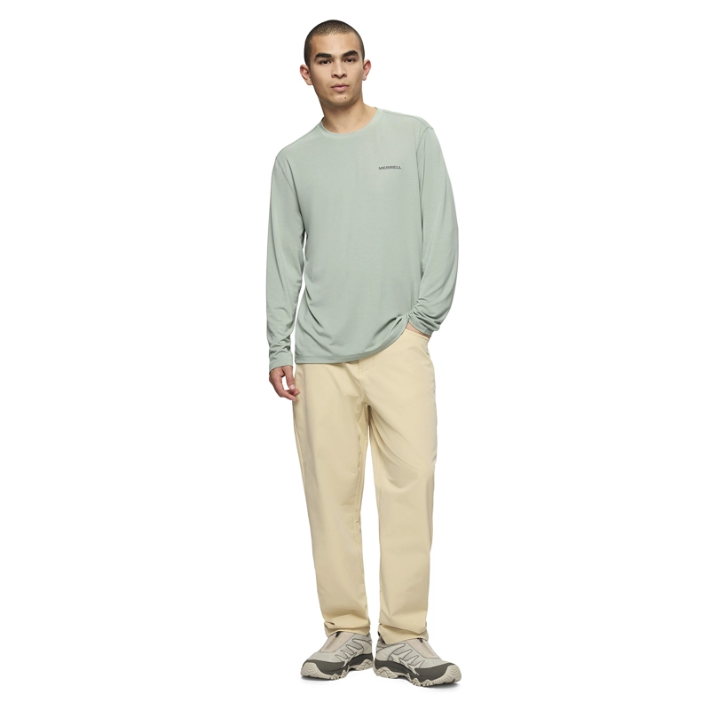 POLERA MANGA LARGA HOMBRE VISTA TENCEL VERDE MERRELL - 5