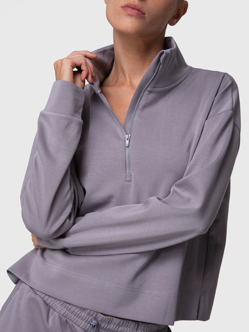 POLERON MUJER HALF ZIP TOLEDO REC GRIS BSOUL - 1