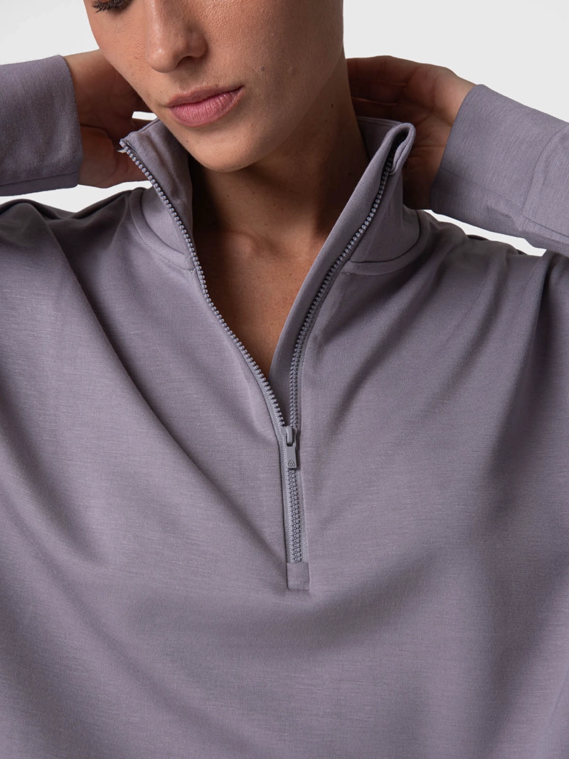 POLERON MUJER HALF ZIP TOLEDO REC GRIS BSOUL - 2