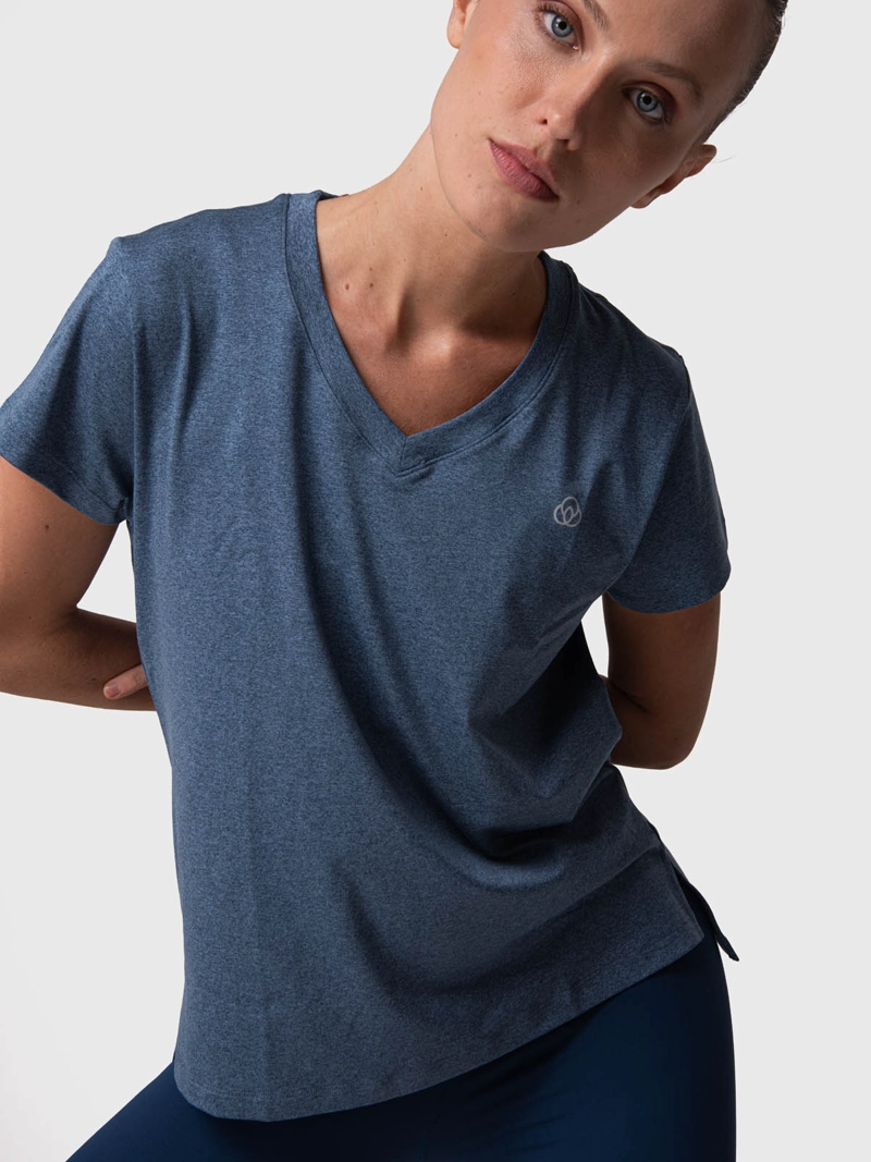 POLERA MUJER V NECK ALOE AZUL  BSOUL - 1