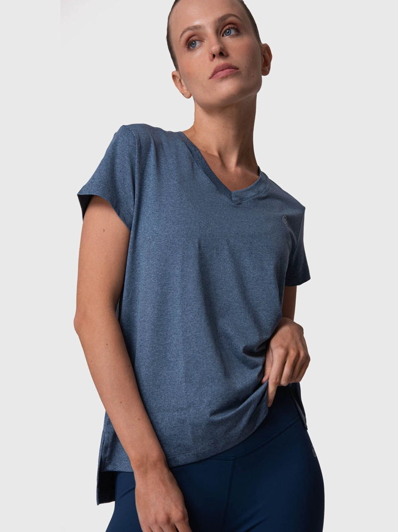 POLERA MUJER V NECK ALOE AZUL  BSOUL - 2