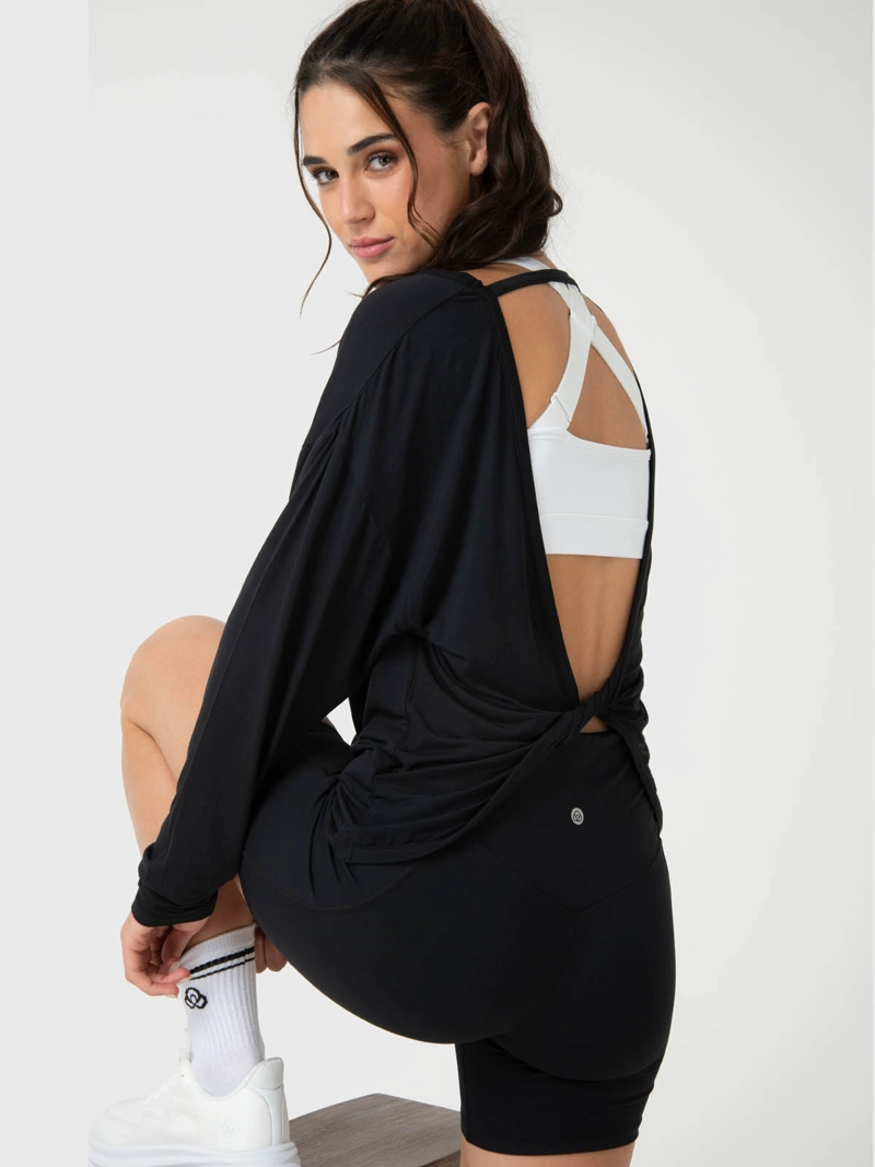 POLERA MUJER TWIST-BACK NEGRA BSOUL - 2