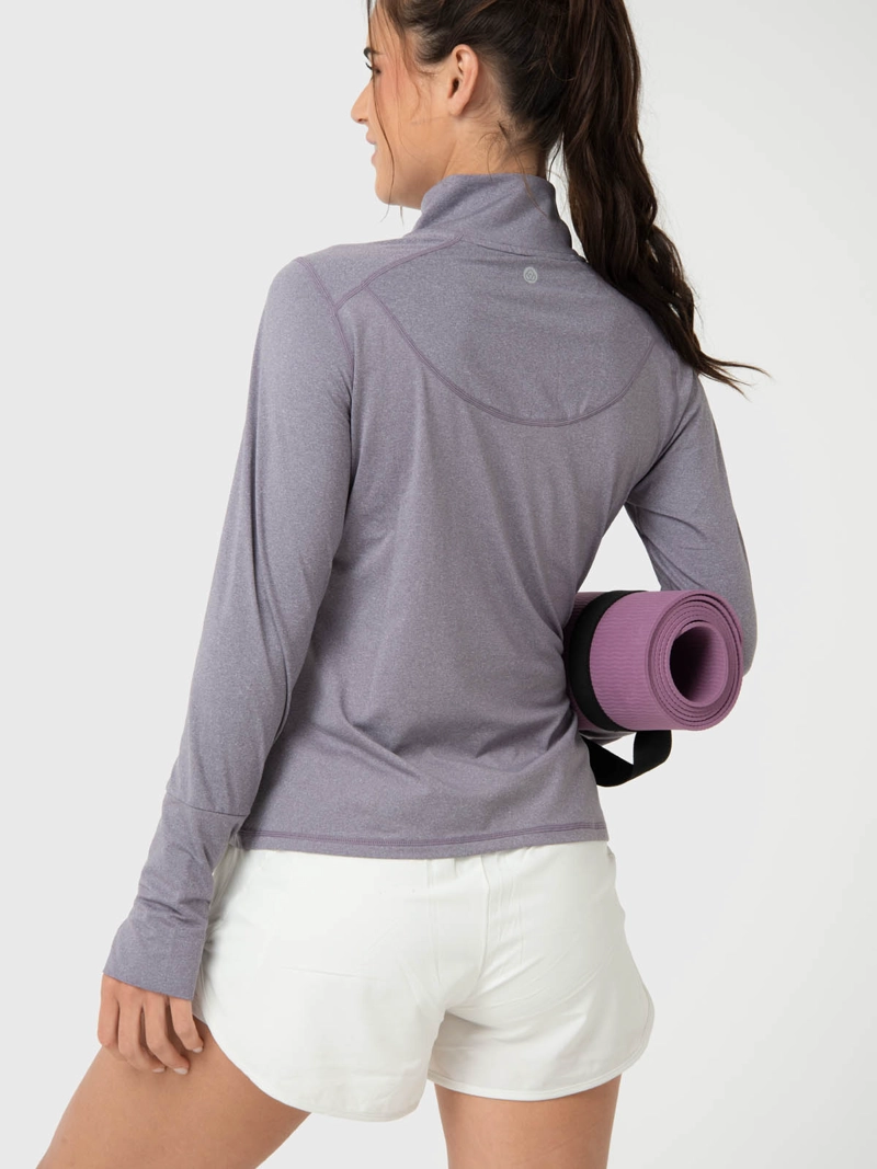 POLERON MUJER LS HALF ZIP GRIS BSOUL - 4