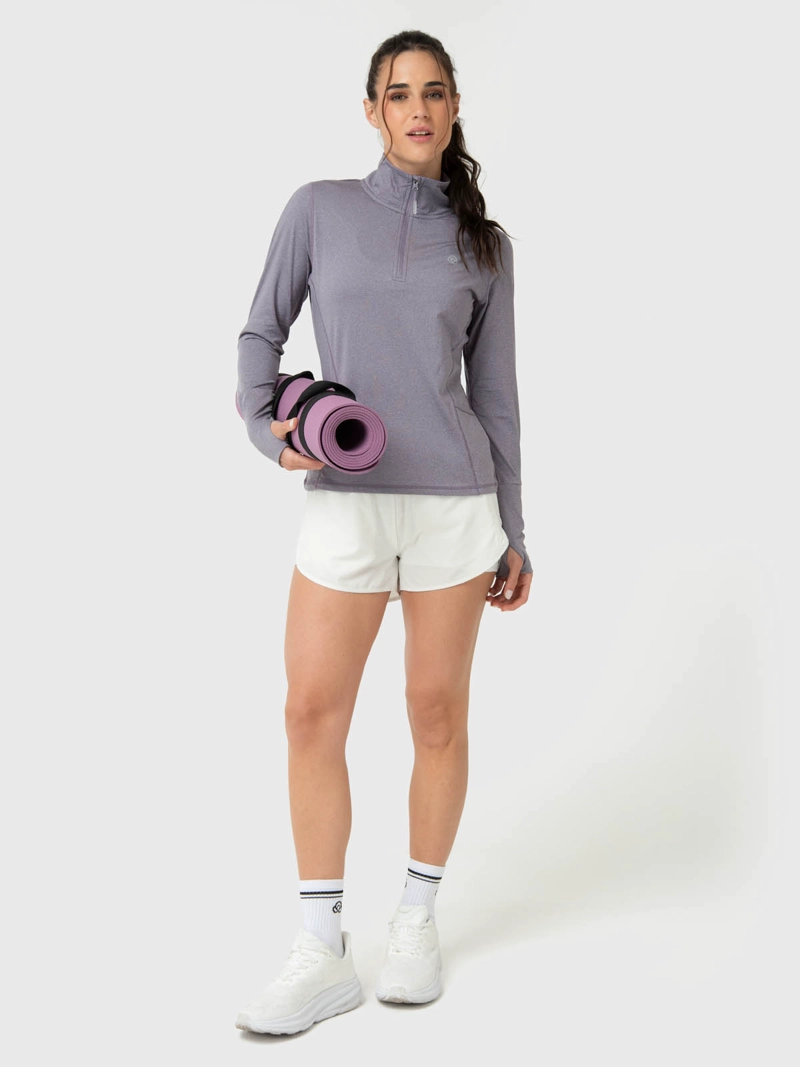 POLERON MUJER LS HALF ZIP GRIS BSOUL - 5