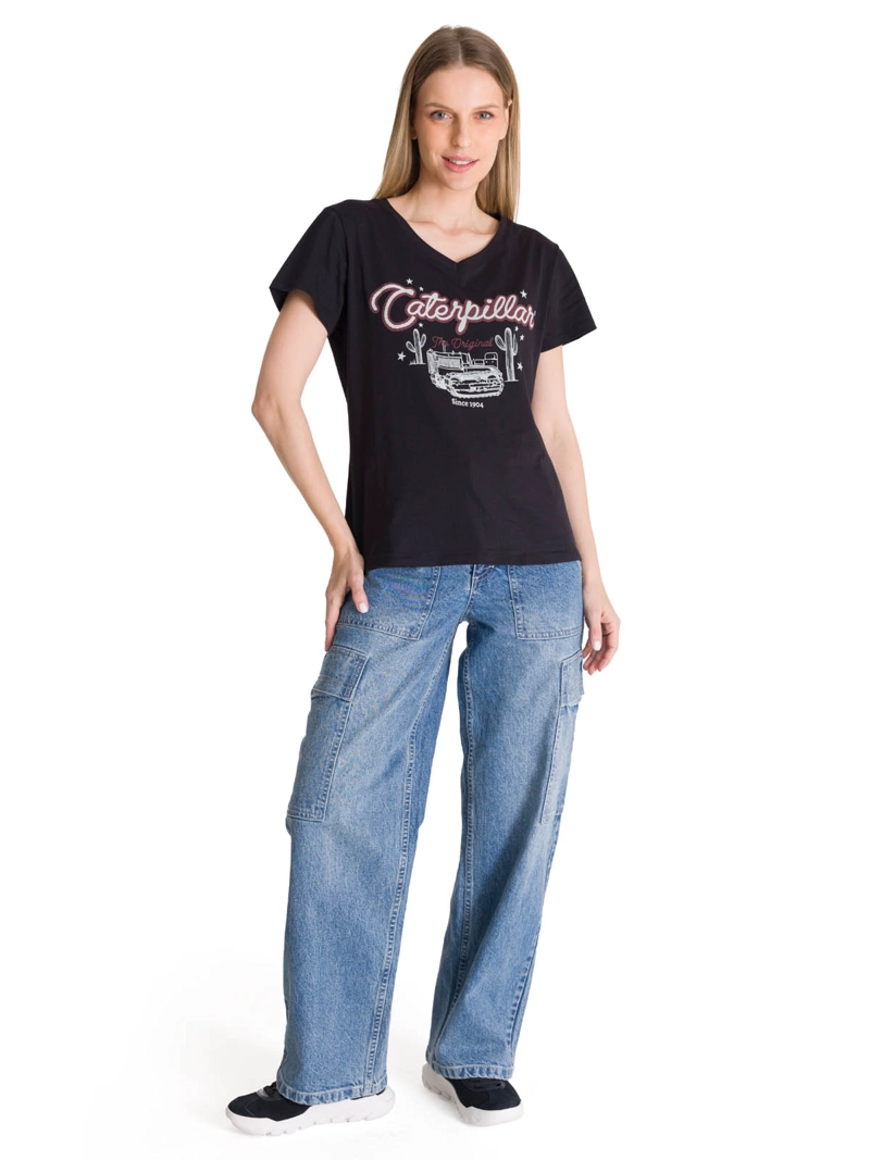 POLERA MANGA CORTA MUJER V-NECK GRAPHIC TEE CAT - 7