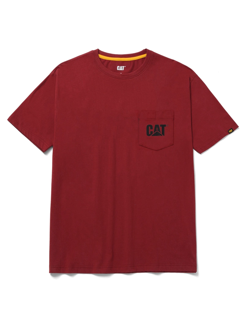 POLERA MANGA CORTA HOMBRE LOGO POCKET ROJA CAT - 1