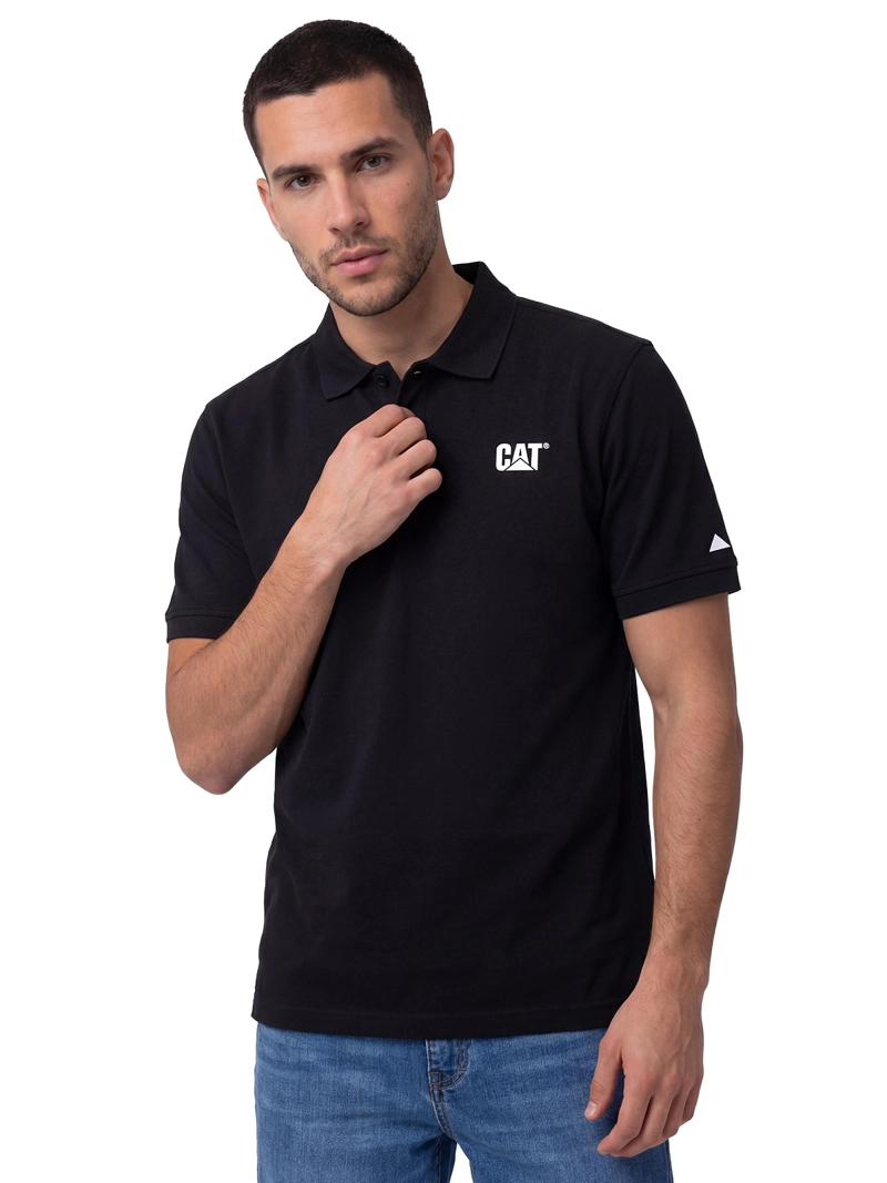 POLERA PIQUE MANGA CORTA LOGO JERSEY NEGRO CAT - 1