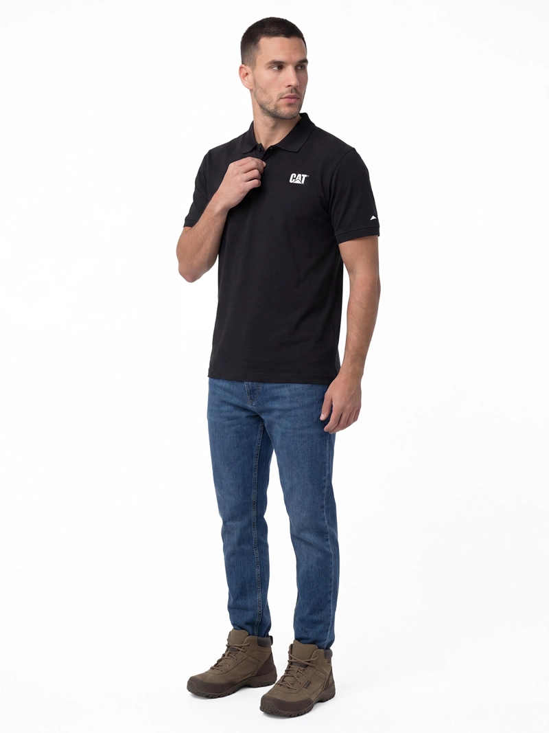POLERA PIQUE MANGA CORTA LOGO JERSEY NEGRO CAT - 4
