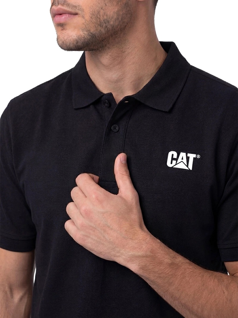 POLERA PIQUE MANGA CORTA LOGO JERSEY NEGRO CAT - 5