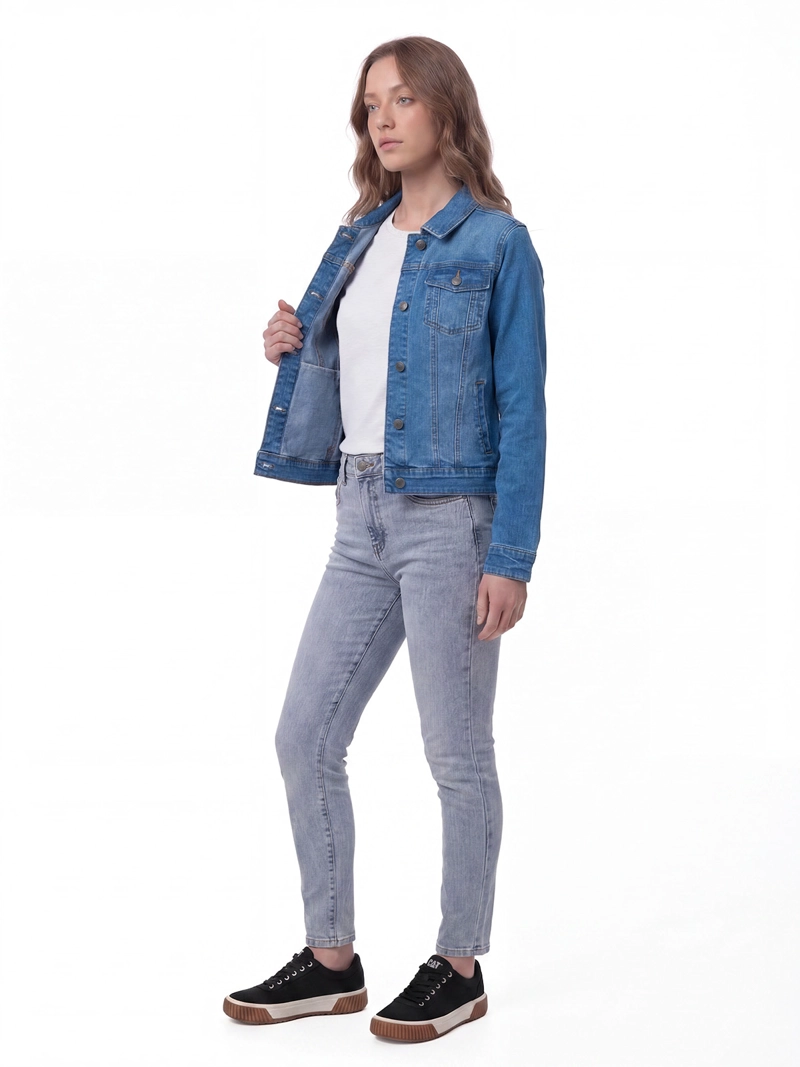 CHAQUETA JEANS MUJER FUNDATION AZUL CAT - 4