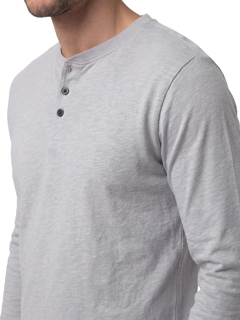 POLERA MANGA LARGA HENLEY HOMBRE SLUB KNIT GRIS CAT - 5