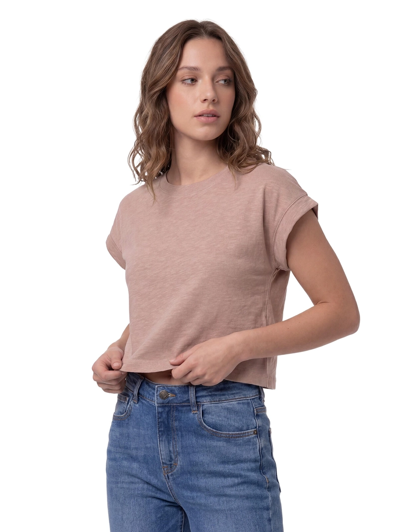 POLERA MUJER SLUB KNIT FASHION ROSA PALIDO CAT - 1