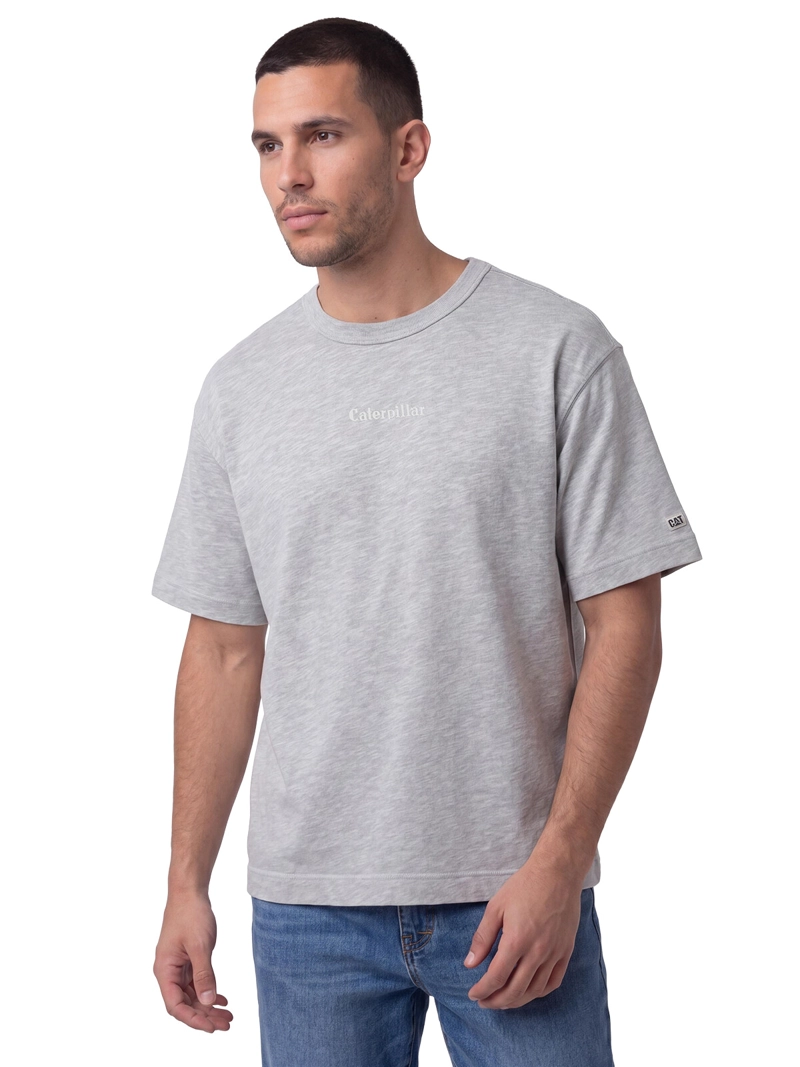 POLERA MANGA CORTA HOMBRE SLUB KNIT RELAXED GRIS CAT - 1