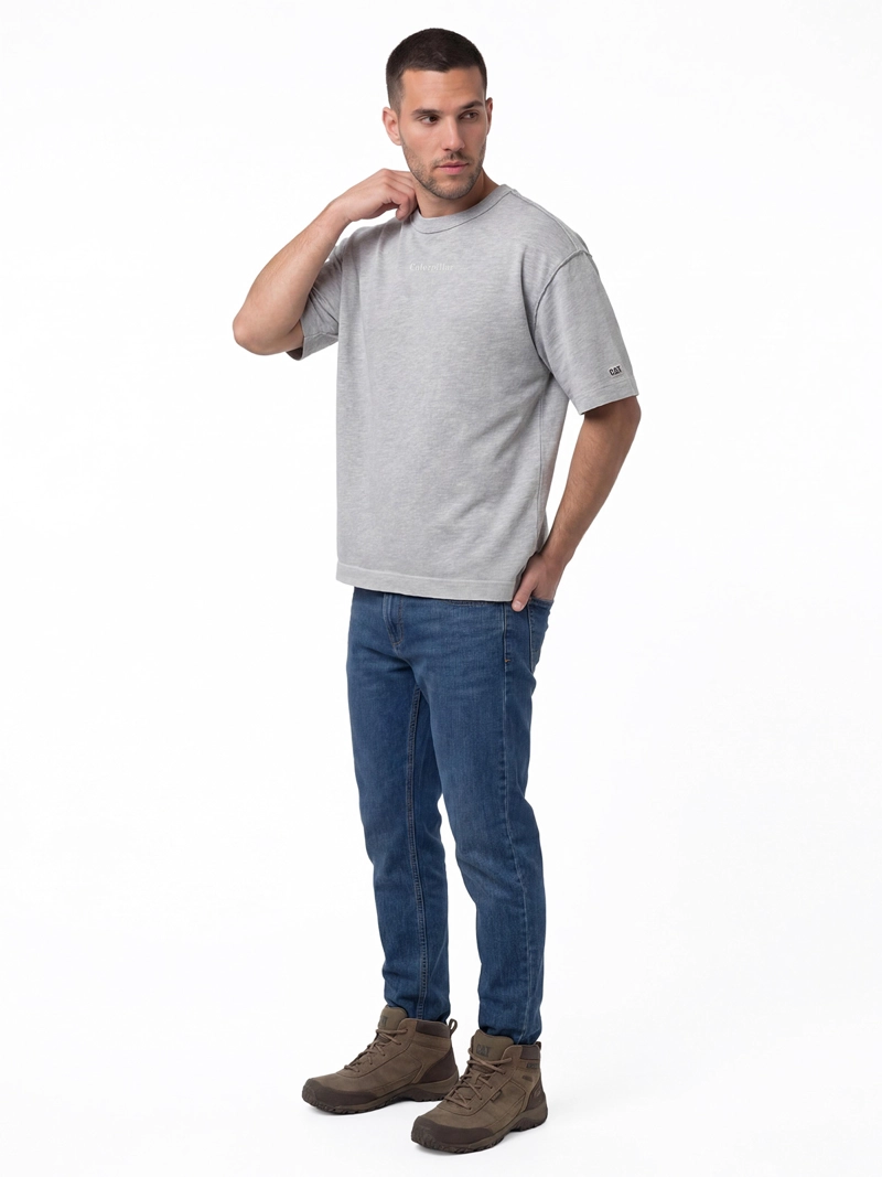 POLERA MANGA CORTA HOMBRE SLUB KNIT RELAXED GRIS CAT - 4