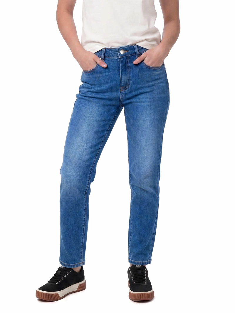 JEANS MUJER HIGH-RISE STRAIGHT LEG AZUL INDIGO CAT - 1