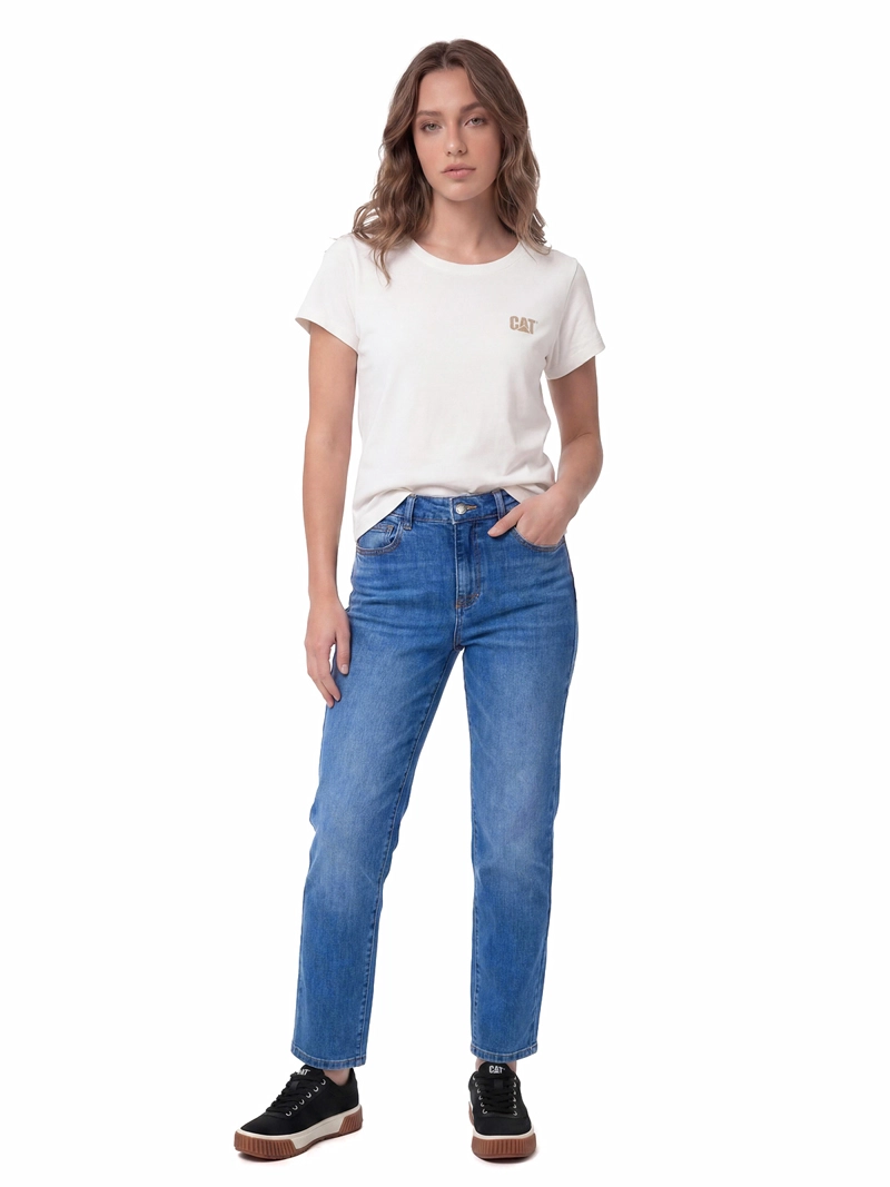 JEANS MUJER HIGH-RISE STRAIGHT LEG AZUL INDIGO CAT - 4