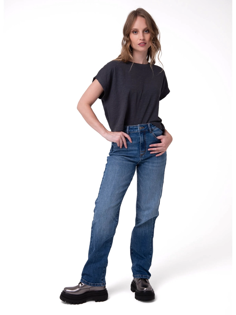 JEANS MUJER HIGH-RISE STRAIGHT LEG AZUL INDIGO CAT - 6