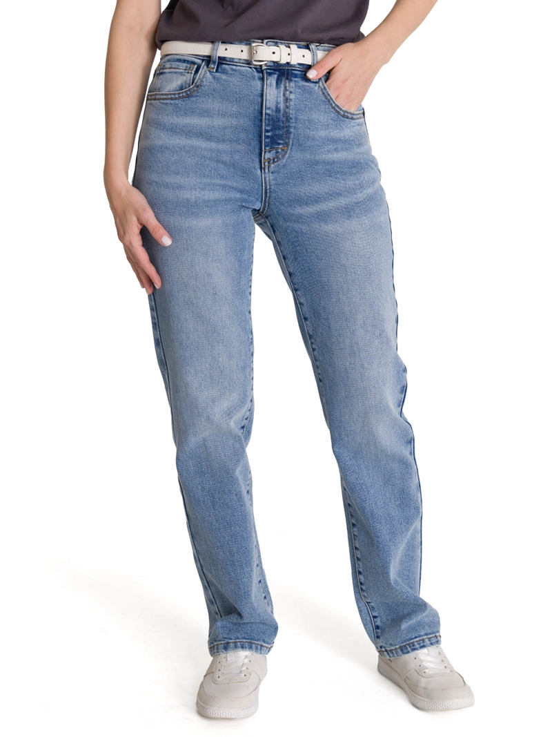 JEANS MUJER DENIM HIGH-RISE STRAIGHT AZUL CAT - 1