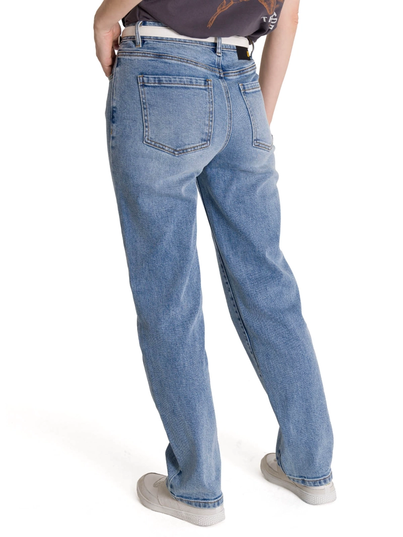 JEANS MUJER DENIM HIGH-RISE STRAIGHT AZUL CAT - 4